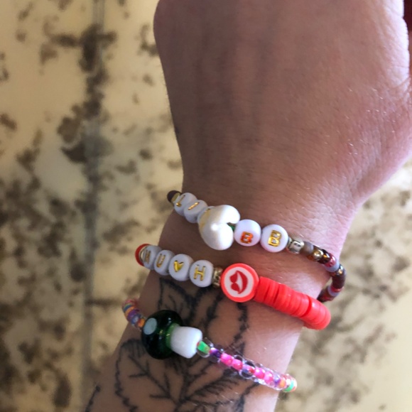 Three Rave Bracelets Muah Lil BB Glass Green Mushroom - Picture 2 of 5